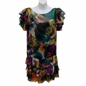 Catherine Malandrino Dress Silk Colorful Snail